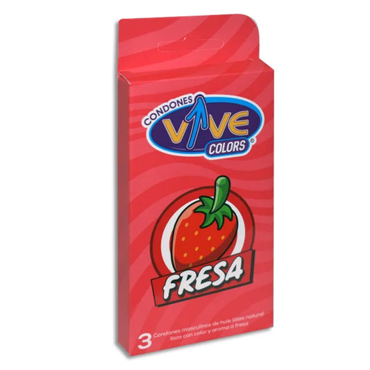 Preservativo Vive Colors Sabor Fresa Cartera 3 Piezas