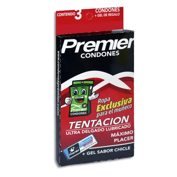 Premier Condones Tentación Ultra Delgado Lubricado 3 Piezas | Laboratorios Kener®