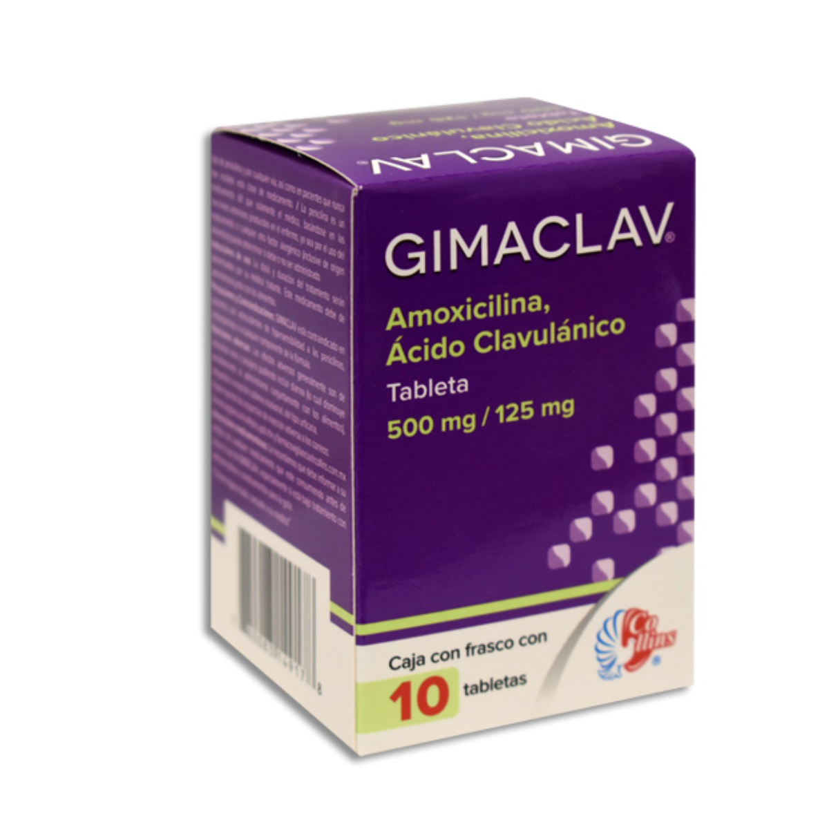Gimaclav, Amoxicilina 500 mg, Ácido Clavulánico 125 mg, 10 Tabletas