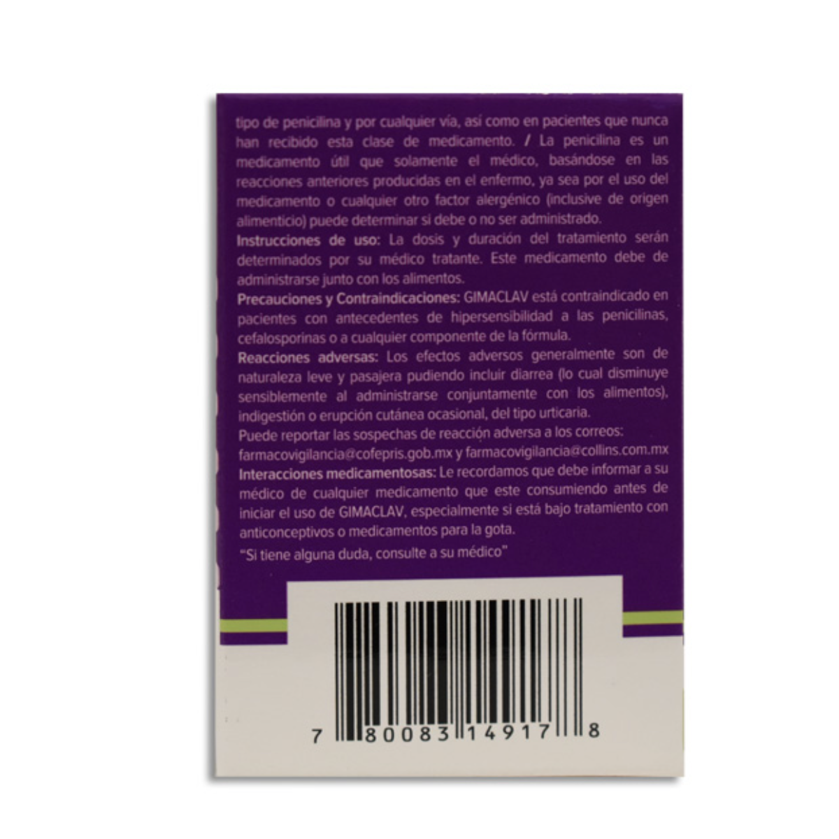 Gimaclav, Amoxicilina 500 mg, Ácido Clavulánico 125 mg, 10 Tabletas