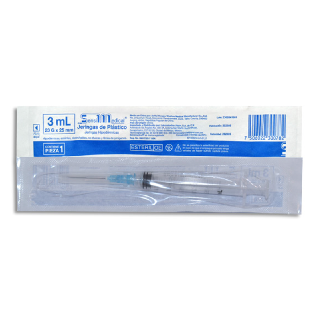 Jeringa Desechable Azul 3 mL (23 G X 25 mm) | Sensimedical®