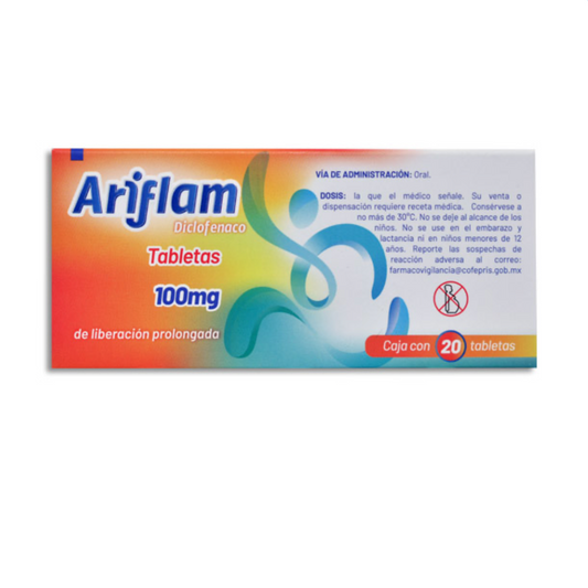 Ariflam, Diclofenaco 100 mg 20 Tabletas