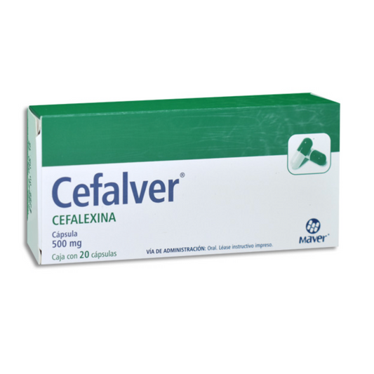 Cefalver, Cefalexina 500 mg 20 Cápsulas