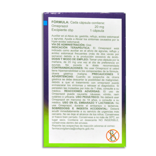 Omeprazol 20 mg 30 Cápsulas | Avivia®