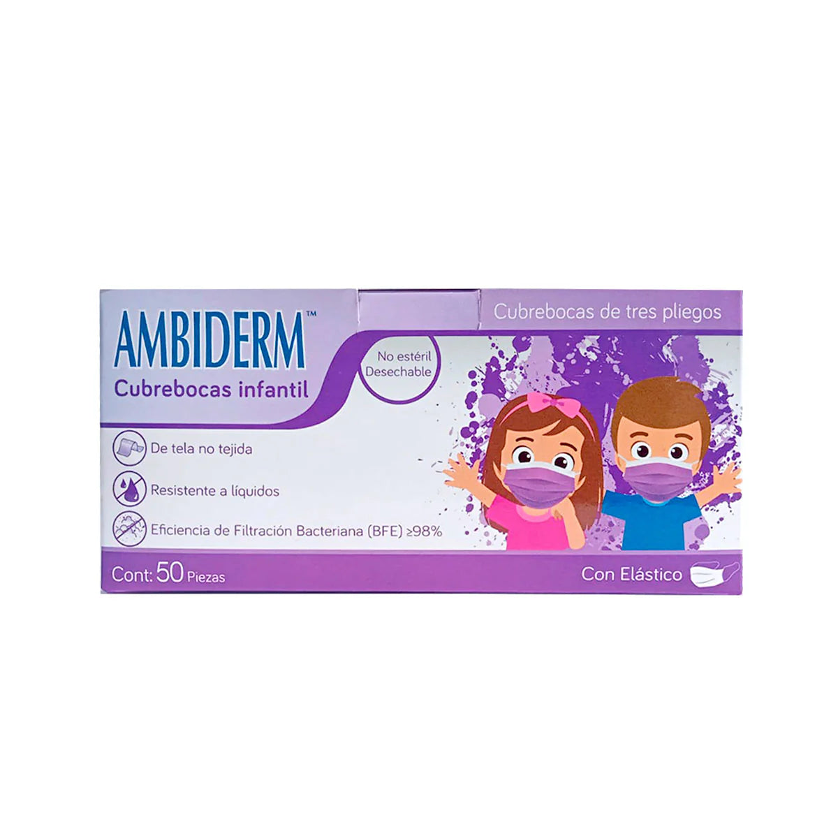 Cubrebocas Infantil Violeta Con 3 Capas | Ambiderm®