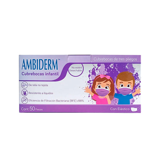 Cubrebocas Infantil Violeta Con 3 Capas | Ambiderm®