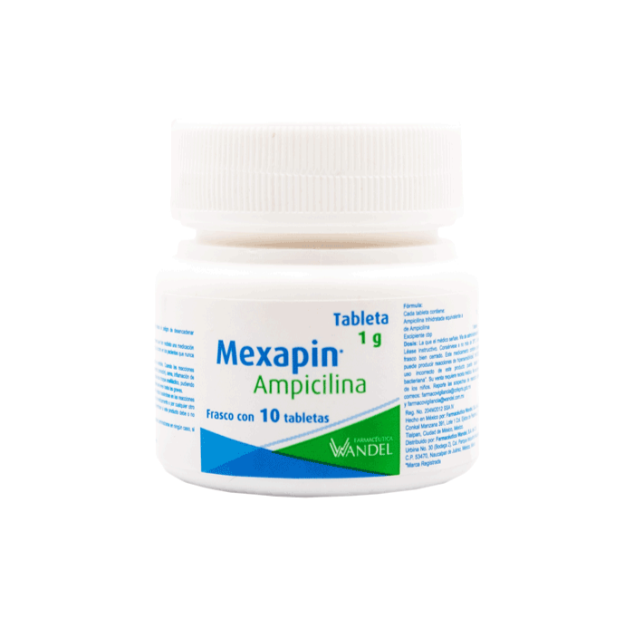 Mexapin, Ampicilina 1 g 10 Tabletas | Wandel®