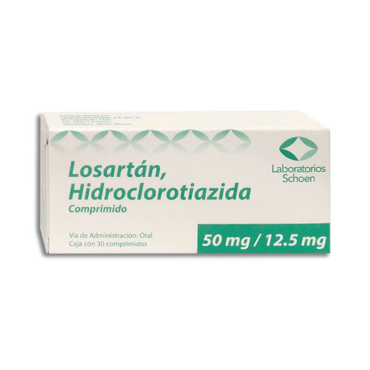 Losartán 50 mg, Hidroclorotiazida 12.5 mg, 30 Comprimidos | Schoen®