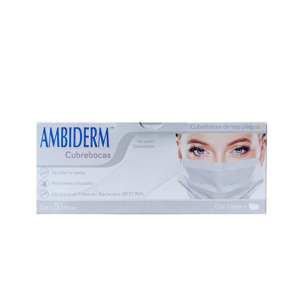 Cubrebocas Adulto Ambiderm Blanco 3 Pliegos | Ambiderm®