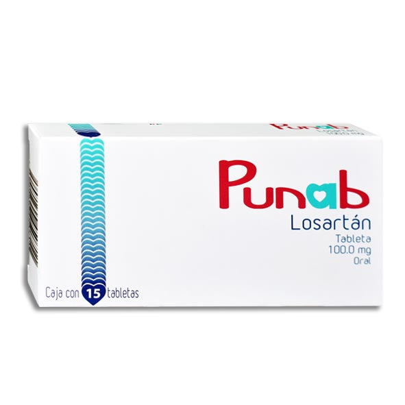 Punab, Losartán 100 mg 15 Tabletas