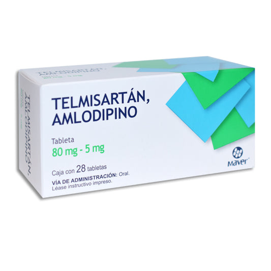 Telmisartán 80 mg, Amlodipino 5 mg con 28 tabletas | Maver®