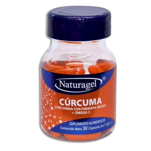 Cúrcuma con Pimienta Negra + Omega-3 1.3 g 30 Cápsulas | Naturagel®