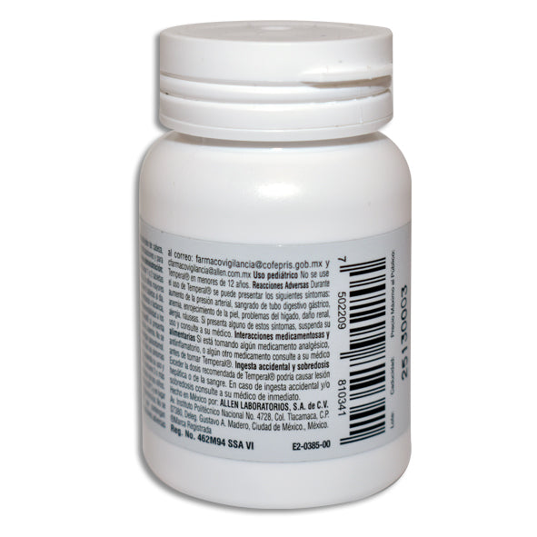 Temperal®, Paracetamol 500 mg, 50 Tabletas | Allen®