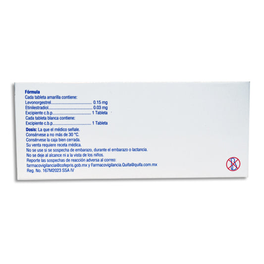 Levonorgestrel, Etinilestradiol 0.15 mg/0.03 mg, 28 Tabletas | Química y Farmacia