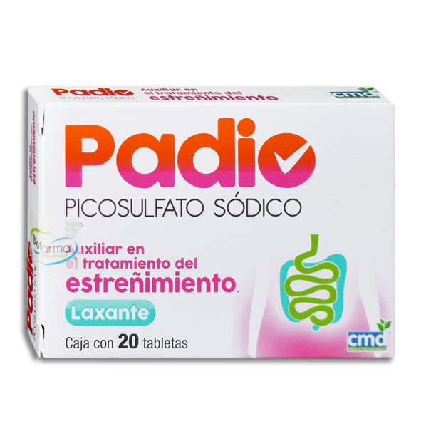 Padio, Picosulfato Sódico 5 mg, 20 Tabletas