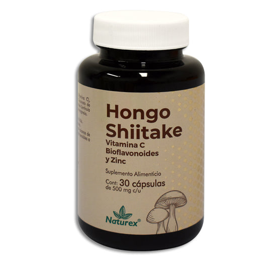 Hongo Shiitake, Vitamina C, Bioflavonoides, Zinc, 500 mg 30 Cápsulas | Naturex®
