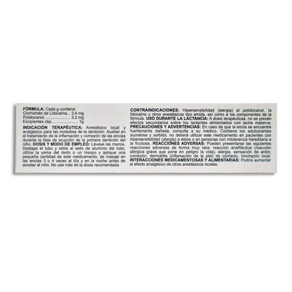 Lidocaína 3.4 mg, Polidocanol 3.2 mg, Gel Pediátrico 10 g | Maver®