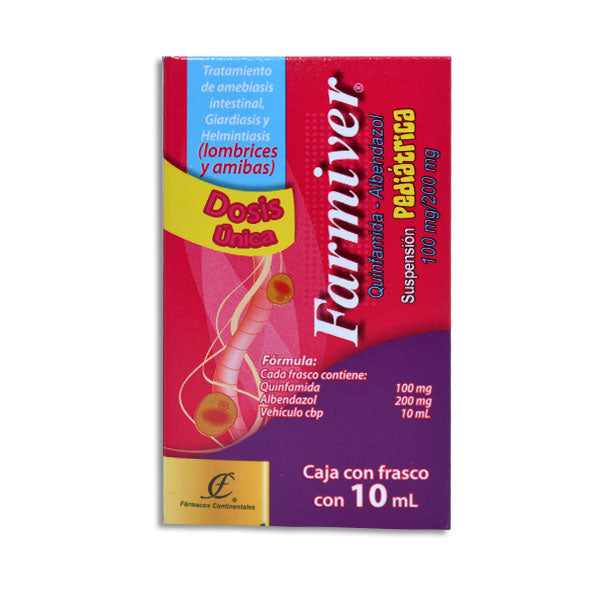 Farmiver Pediátrico, Quinfamida 100 mg, Albendazol 200 mg, 10 ml Suspensión.