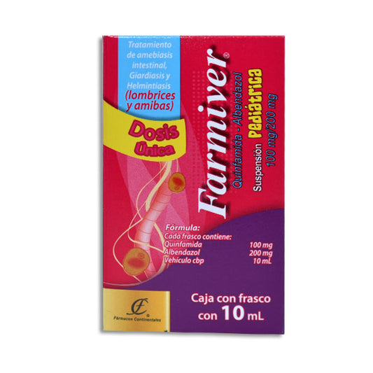 Farmiver Pediátrico, Quinfamida 100 mg, Albendazol 200 mg, 10 ml Suspensión.