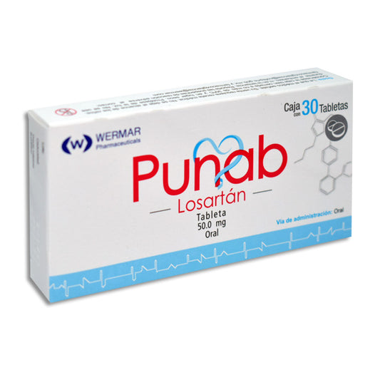 Punab, Losartan 50 mg, 30 Tabletas