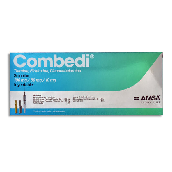 Combedi®, Tiamina, Piridoxina, Cianocobalamina, 5 Ampolletas Inyectables | AMSA®