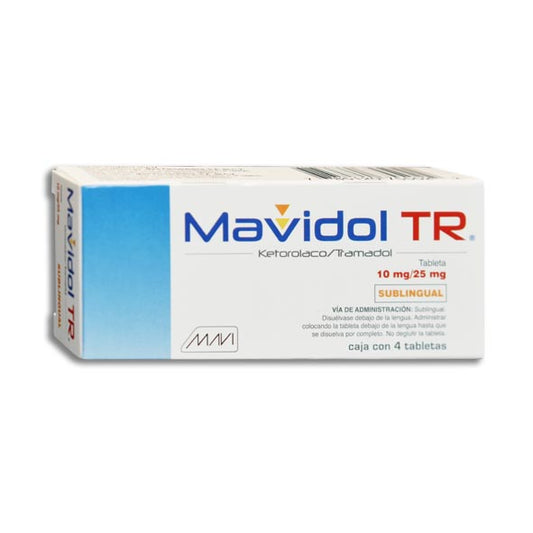 Mavidol Tr, Ketorolaco 10 mg, Tramadol 25 mg, 4 Tabletas Sublinguales