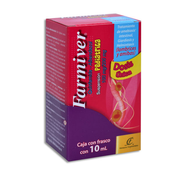 Farmiver Pediátrico, Quinfamida 100 mg, Albendazol 200 mg, 10 ml Suspensión.