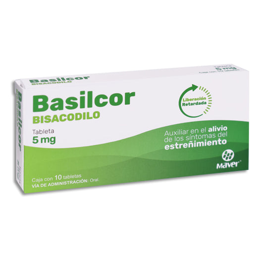 Basilcor, Bisacodilo 5 mg 10 Tabletas