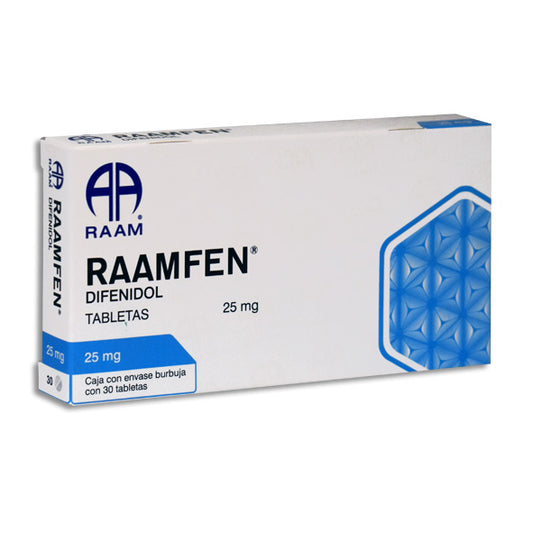 Raamfen®, Difenidol 25 mg, 30 Tabletas | RAAM®