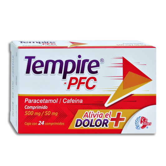 Tempire® PFC, Paracetamol 500, mg Cafeína 50 mg 24 Comprimidos | Collins®
