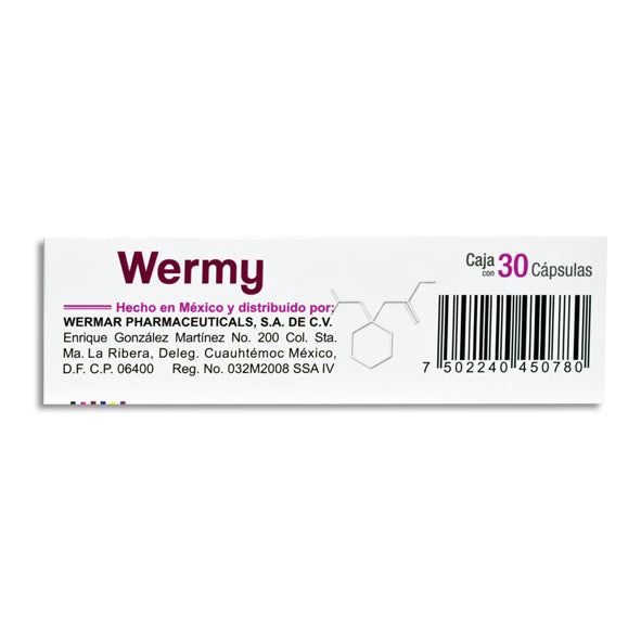 Wermy, Gabapentina 300 mg 30 Cápsulas