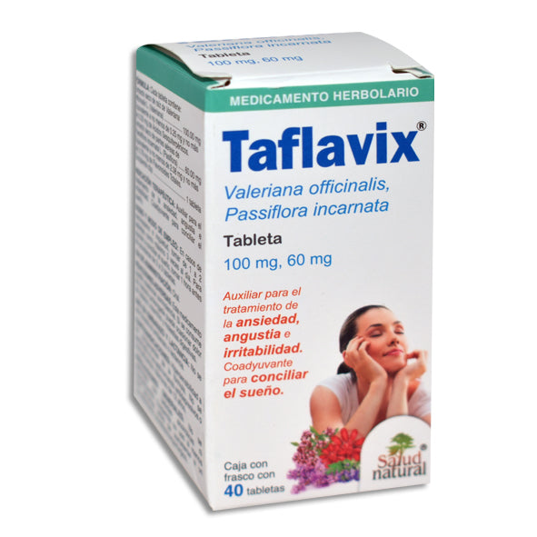 Taflavix® Pasiflora 60 mg, Valeriana 100 mg, 40 Tabletas | Salud Natural®