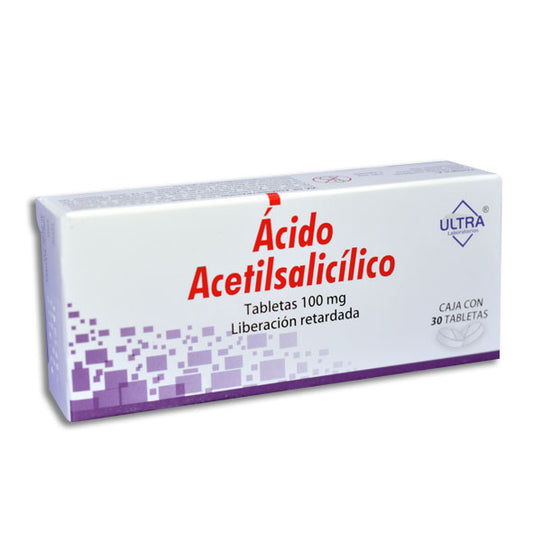 Ácido Acetilsalicílico 100 mg 30 Tabletas Liberación Prolongada | Ultra®