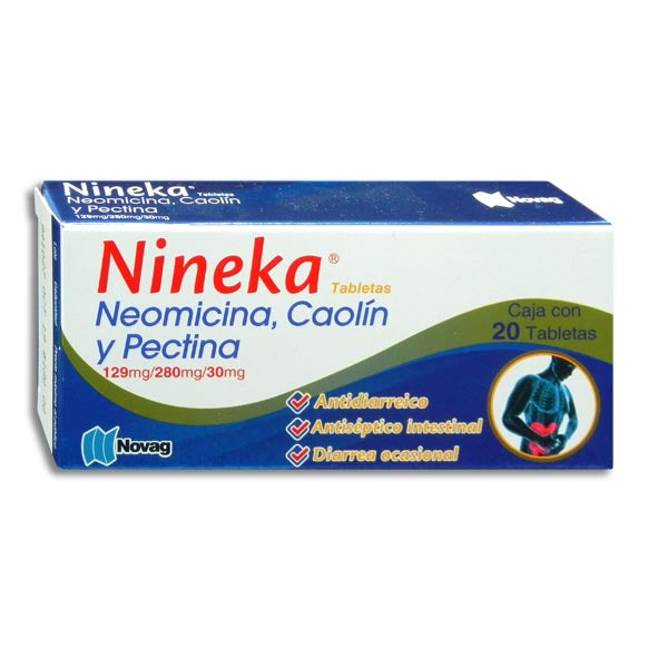 Nineka®, Neomicina, Caolín, Pectina 20 Tabletas | Novag®