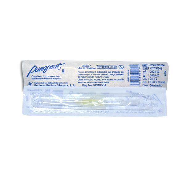 Catéter Intravenoso Punzocat Calibre 24 Amarillo | Vizcarra