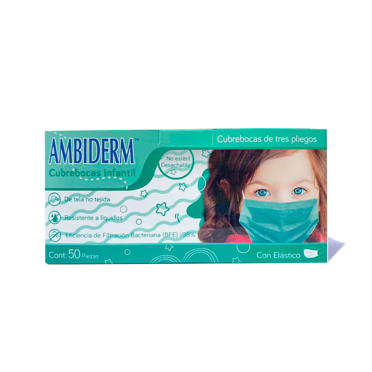 Cubrebocas Infantil Verde Con 3 Capas | Ambiderm®